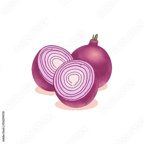 red onion on white background
