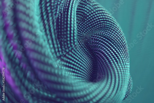 Abstract swirling form of teal and purple dots