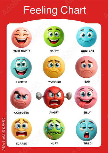 Kids Feeling Chart Emotions Poster