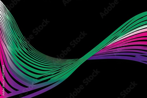 Abstract swirling ribbons of vibrant colors on a dark background