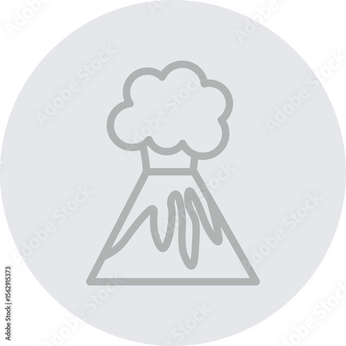 Volcano Eruption Vector Line Grey Circle Grey