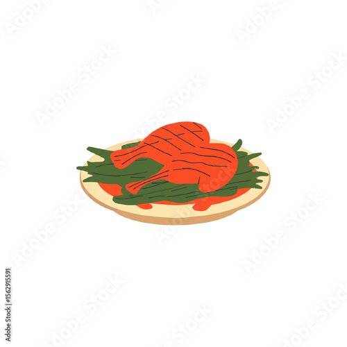 salmon steak with vegetables
