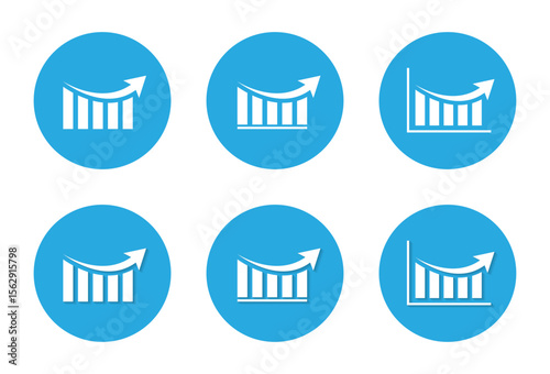 Recovery bar graph icon set with shadow. Rebound after downturn symbol