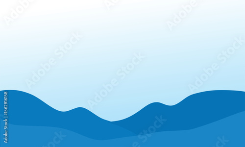 Blue mountains on blue sky background vector.