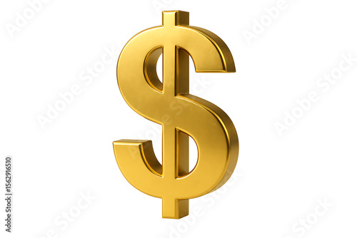 3D shiny gold dollar sign for finance and business