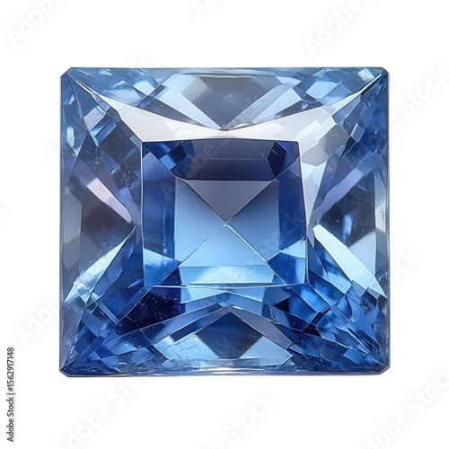 blue precious gemstone on transparent background