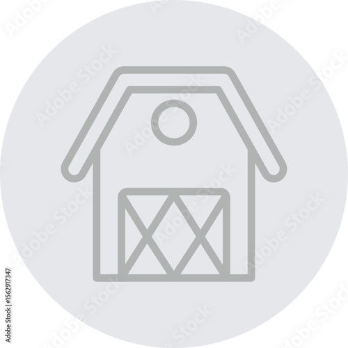 Farmhouse Vector Line Grey Circle Grey