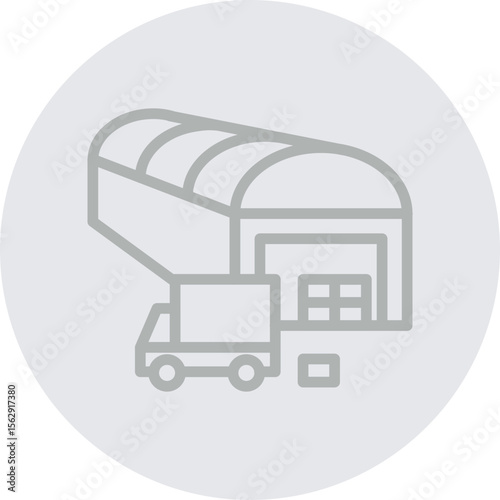 Warehouse Vector Line Grey Circle Grey