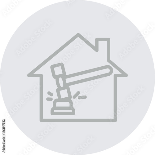 Real Estate Auction Vector Line Grey Circle Grey