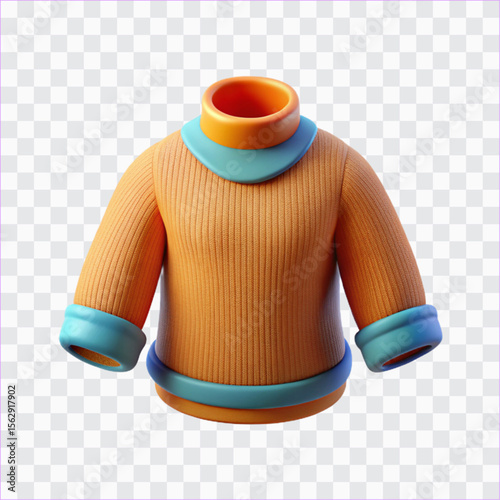 3D Wool Sweater Icon | Warm Winter Knitwear, Cozy Fashion Clothing Symbol