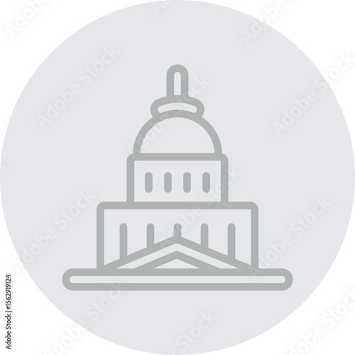 Capitol Building Vector Line Grey Circle Grey