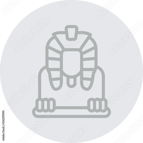 Great Sphinx of Giza Vector Line Grey Circle Grey