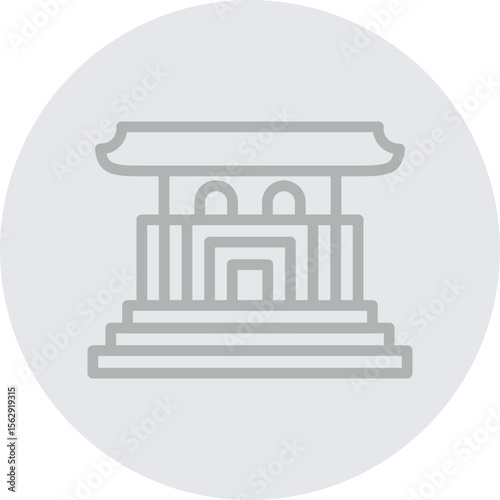 Forbidden City Vector Line Grey Circle Grey