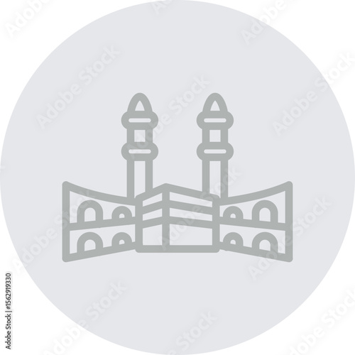 Masjid alHaram Vector Line Grey Circle Grey