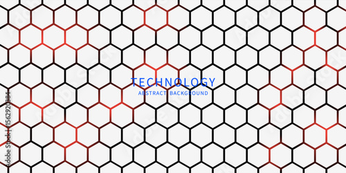 White 3d hexagonal technology vector abstract background. Blue bright energy flashes under hexagon in modern technology futuristic background vector illustration. White honeycomb texture grid.
