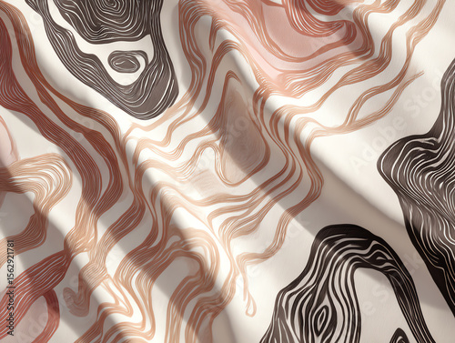 Abstract wavy pattern in earth tone colors.