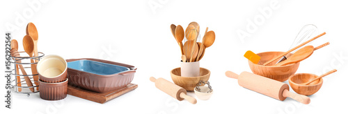 Set of baking utensils on w...