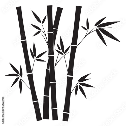 Elegant black and white bamboo plant illustration for ornamental design projects or asian themed imagery