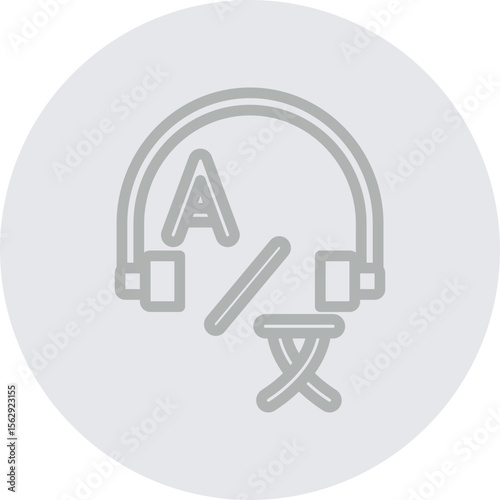 Interpreter Icon Vector Line Grey Circle Grey