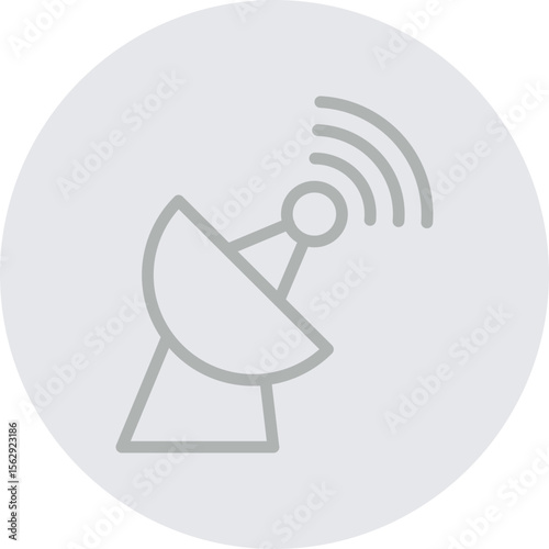 Satellite Dish Vector Line Grey Circle Grey