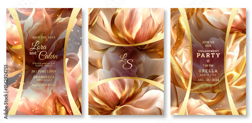 Wedding invitation template, business brochure template, luxury blooming art flyer design, universal background, versatile vector background, creative brochure template, party invitation template