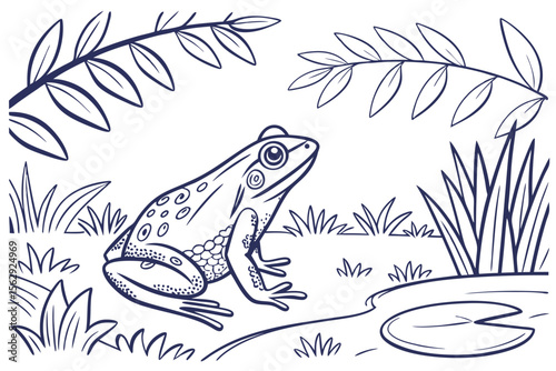 Frog Line Drawing – Nature-Inspired Art
