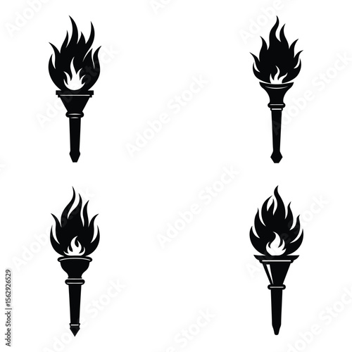 Flaming Torch  silhouette  Vector Graphics for Design 