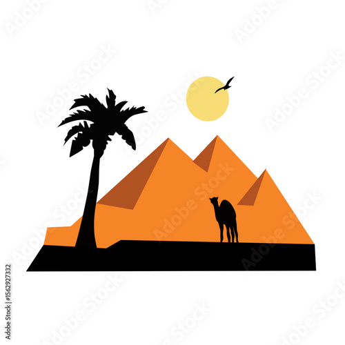 Illustration camel in desert
