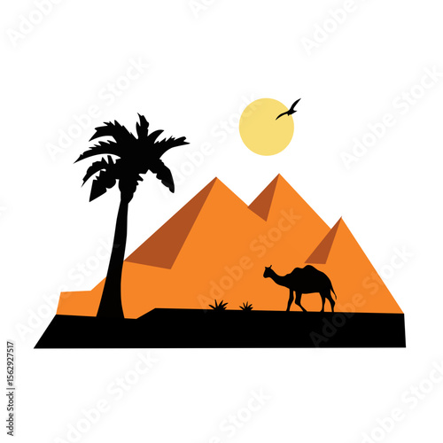 Illustration camel in desert