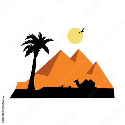 Illustration camel in desert