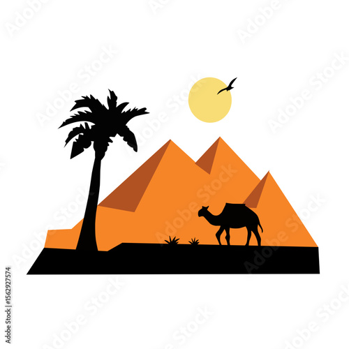 Illustration camel in desert