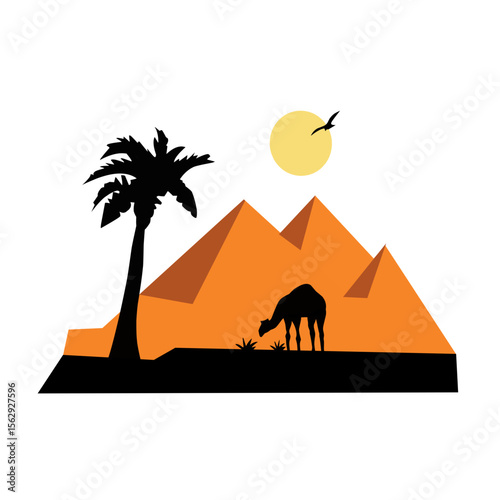 Illustration camel in desert