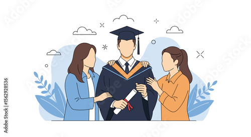 Two people holding open a book with ideas and concepts floating outward