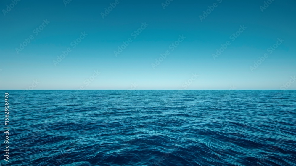 Fototapeta premium Serene ocean waves gently lapping against a deep blue surface beneath a clear sky