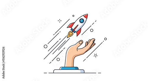 Business leader preventing domino effect by pushing the first block in a chain reaction