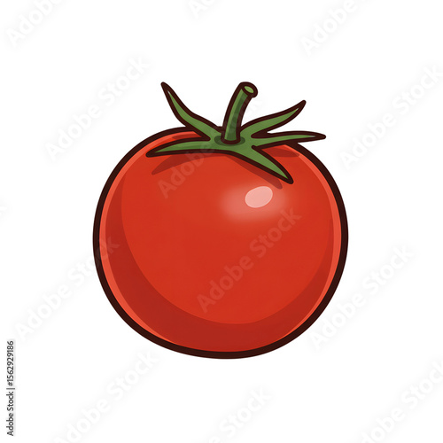 Cartoon Tomato Illustration on Black Background png, isolated on transparent background