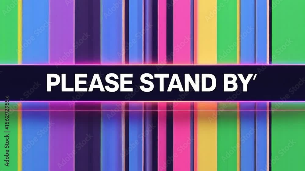 A retro-futuristic television test screen design inspired by vaporwave aesthetics with bright neon vertical color bars