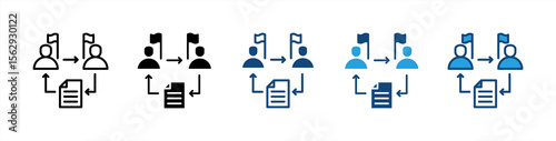 Bureaucracy icon set multiple style collection