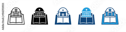 Political Science icon set multiple style collection