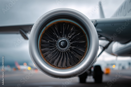Minimal close-up of airplane turbine intake geometry, 