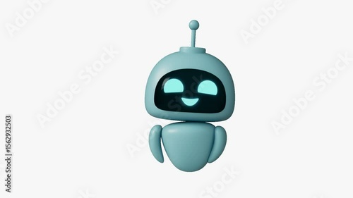Cute 3D chatbot animation featuring a smiling blue robot and speech bubble. Perfect for AI assistant intro, customer support UI, messaging apps, and friendly technology explainer video