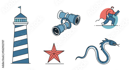 Maritime dreams journey illustration and symbols design art ideas