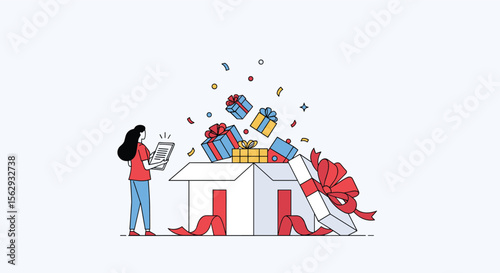 Delightful surprises await opening a box full of presents