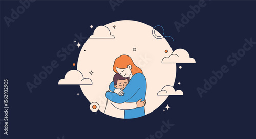 Gentle mother's touch nurturing her child in loving embrace
