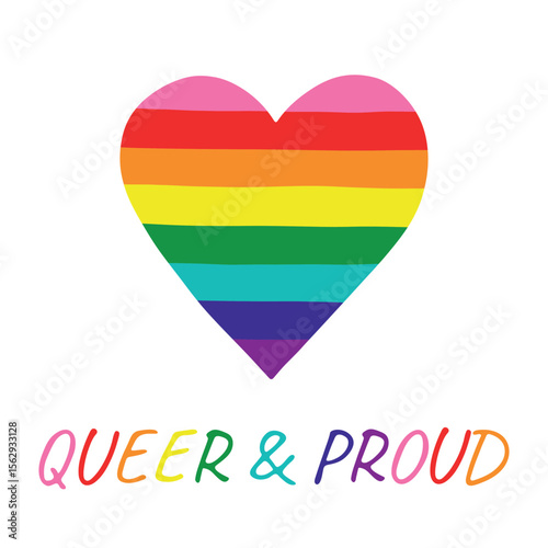 Colorful heart shape Gay pride flag Happy pride day LGBTQIA community Pride Month Vector hand drawn doodle for posters, stickers, logo, cards
