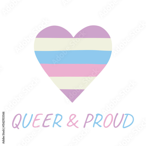 Colorful heart shape Intersex pride flag Happy pride day LGBTQIA community Pride Month Vector hand drawn doodle for posters, stickers, logo, cards