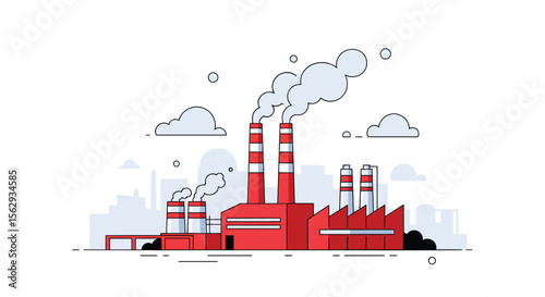 Industrial plant with pipes and smoke environment concept design
