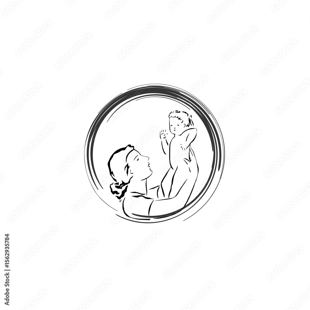 Baby in mother’s womb – realistic pregnancy-themed circular illustration Baby in mother’s womb – realistic pregnancy-themed circular illustration