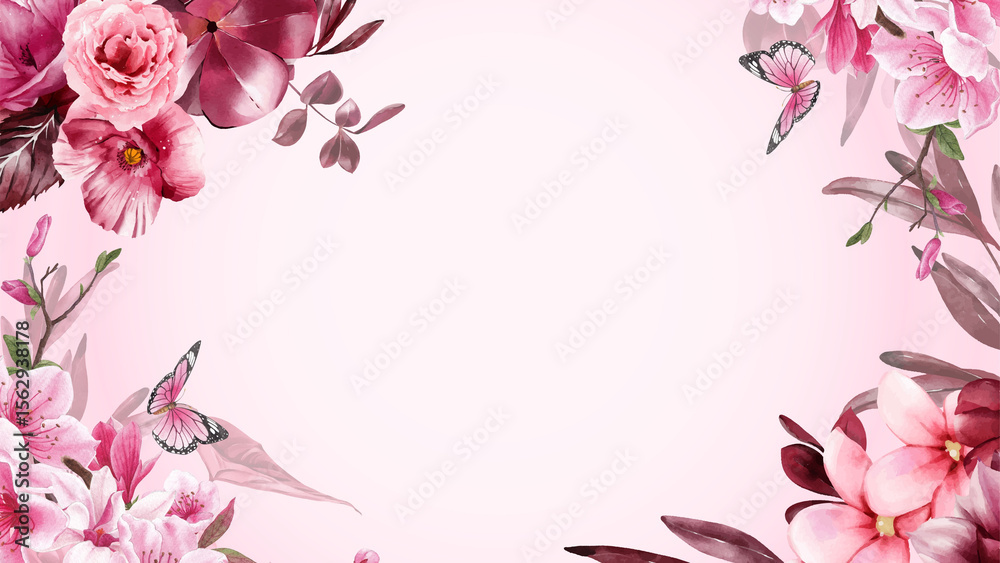 Fototapeta premium Flower pink cherry blossom background with deep saturation, ideal for romantic or festive visuals