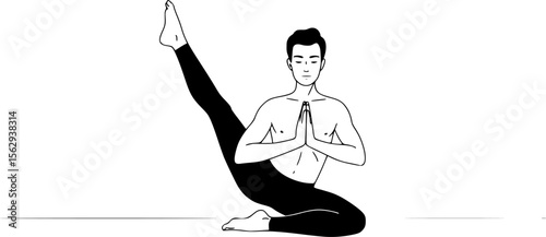 man doing yoga, vector